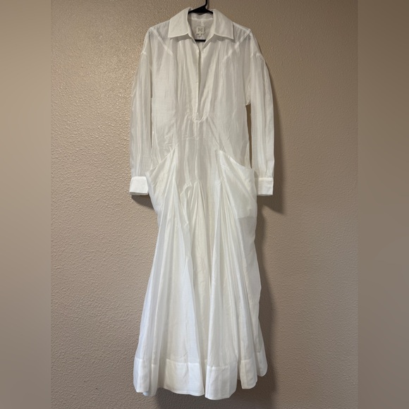 NWOT Helsa The Musee Midi Dress White Sheer Resort Vacation Beach S Summer Dress - Picture 3 of 9